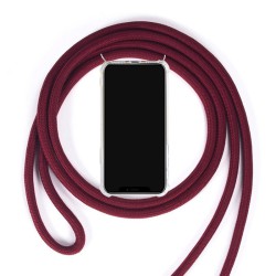 Funda iPhone 7 / 8 Transparente con Cordón Burdeos