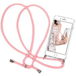 Funda iPhone XS Max Transparente con Cordón Rosa