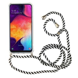 Funda iPhone 11 Pro Max Transparente con Cordón Negro y Blanco